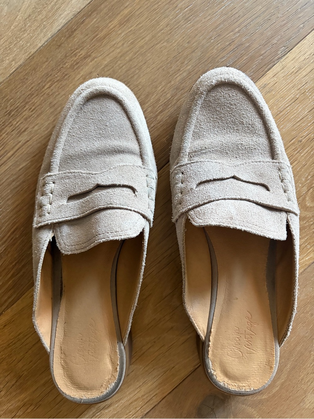 Crown Vintage Beige Suede Slip-On Mules